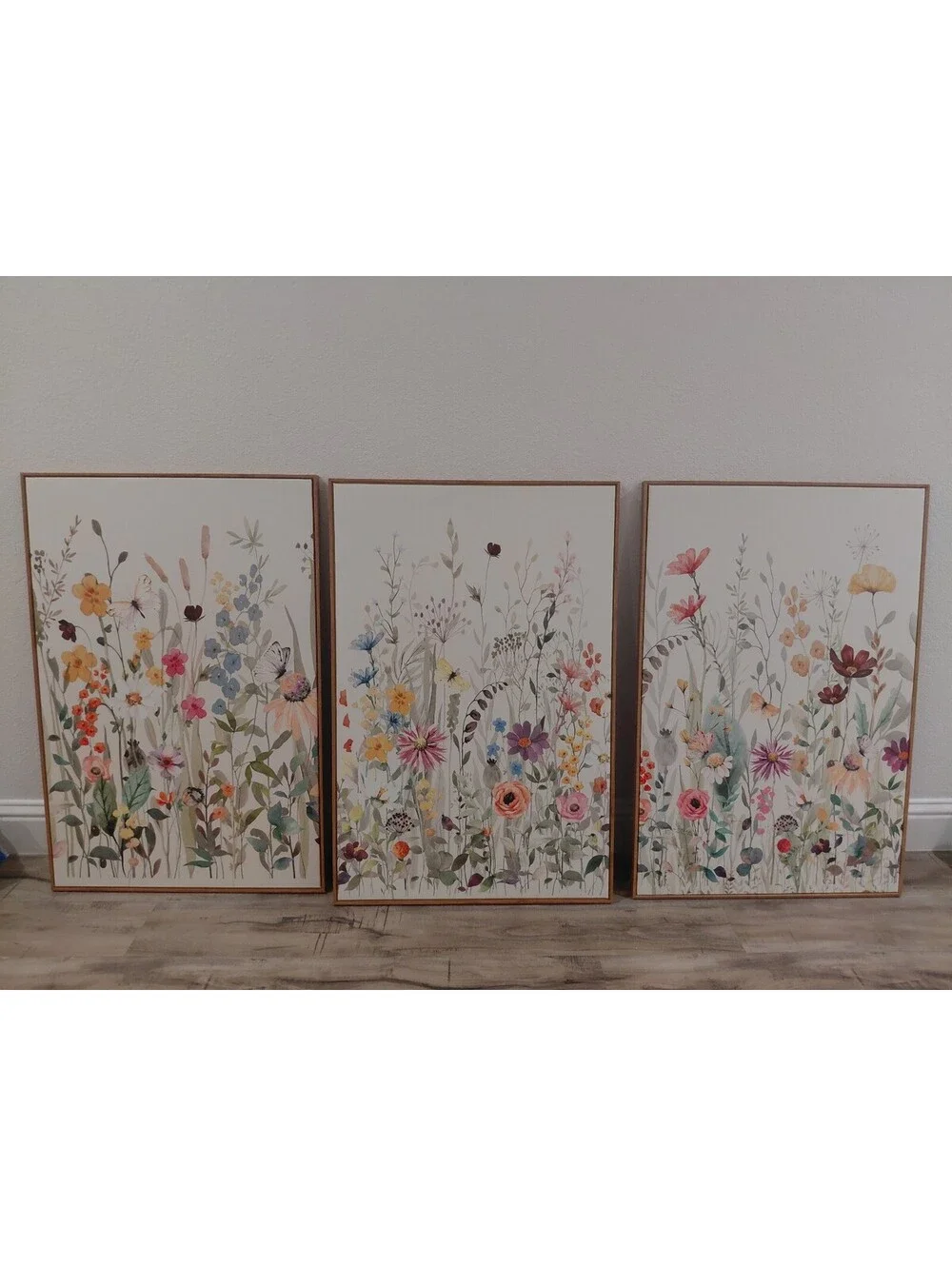 BINCUE Large Framed Floral Canvas Wall Art Colorful Wildflower Pictures 3 Panel